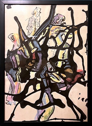 Broken window Ink and pastel on paper, 17x13 inches, 1993, LM-5016