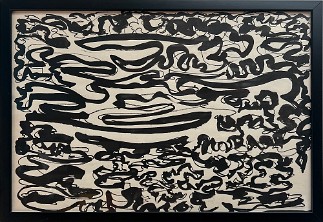 Improvisation Black Ink and pastel on paper, 17x13 inches, 1991, LM-5010