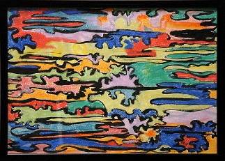 Improvisation 9 Ink and pastel on paper, 17x13 inches, 1991, LM-5009