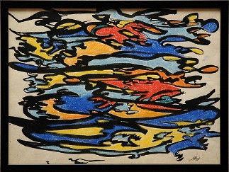 Improvisation 5 Ink and pastel on paper, 17x13 inches, 1991, LM-5005