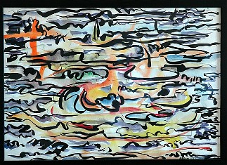 After the rain Ink and pastel on paper, 17x13 inches, 1975, LM-5014, Private collection 🔴