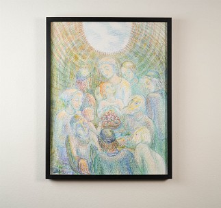 Cattail Sukkah Pastel and pencils on paper, 22x18 inches, 2011-2018, LM-4025