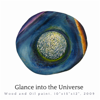 Glance into the Universe Wood and Oil paint, 10x15x12 inches, 2009, LM-1035, Private collection 🔴