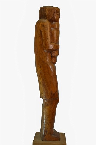 Self-Portrait with first daughter Birch, 50 inches H, 1970, LM-1031