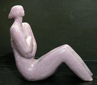 Woman Figure (Violet) Stoneware, 7x8x3 inches, 2001, LM-2007
